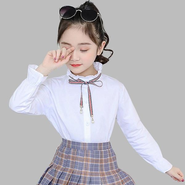 

white shirt for girl long sleeve girls' shirts spring autumn children's school girls teenage clothes, White;black
