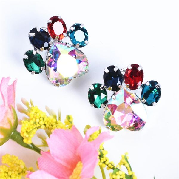 

stud girl's colorful rhinestone earrings cute print crystal jewelry fashion prom wedding accessories, Golden;silver