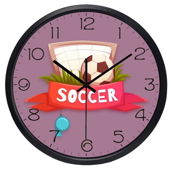 

wall clocks cartoon children room soccer clock, glass metal frame