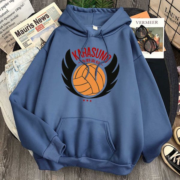 Anime Haikyuu Karasuno Print Hoodies Новые Мужчины Мода Осень Флис Толстовки Толстовый Графический Harajuku Японская уличная одежда HOP H0909