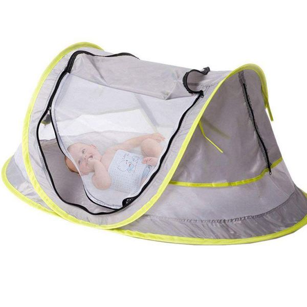 

baby travel bed, portable beach tent upf 50+ sun shelter, up mosquito net and 2 pegs, ultralight wei crib netting