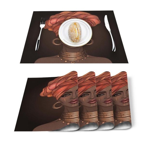 

table runner african headscarf girl earrings printed kitchen placemat dining mat cotton linen pads cup mats home decor