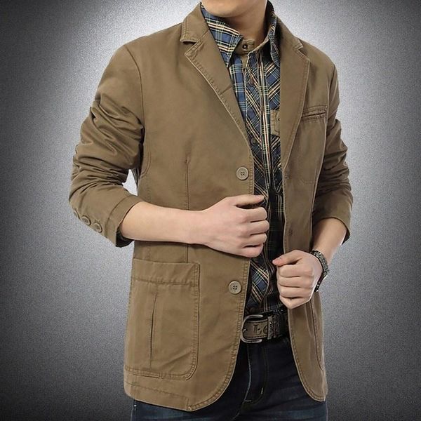 

men's jackets blazer jacket men fashion cotton vintage windbreaker slim fit military chaqueta hombre outerwear coats 4xl, Black;brown