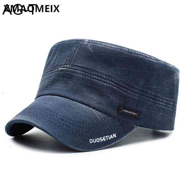 

xmaomeix men flat cap snapback cap new spring men's cotton retro fashion army hats adjustable size casual sports caps, Blue;gray