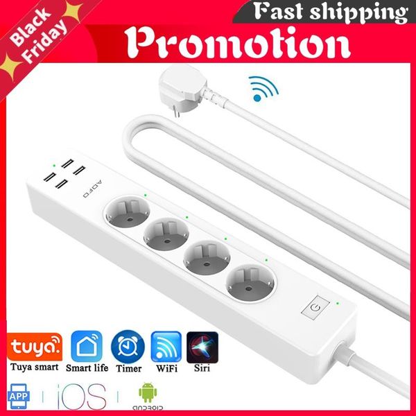 

smart power plugs wifi strip 4 eu outlets plug with usbcharging port timing app voice control work alexa google home assistant
