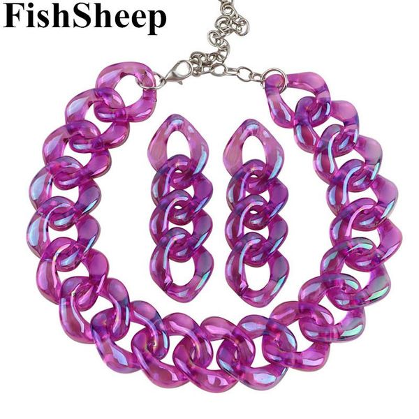 

chains fishsheep transparent colorful acrylic choker necklace for women trendy long chunky chain link collar necklaces 2021 fashion, Silver