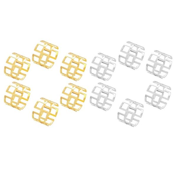 

napkin rings k5dc 6pcs holder square hollow shape metal for christmas parties wedding adornment table decoration
