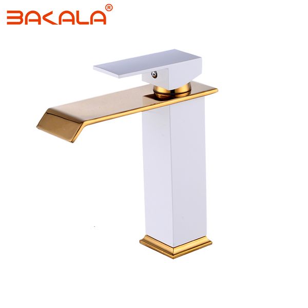 

bathroom sink faucets golden/white waterfall brass basin mixer tap & cold bj9f