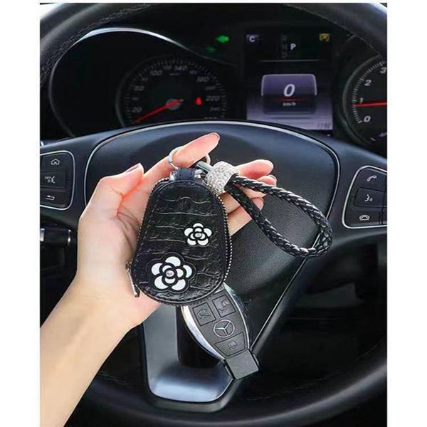

interior decorations vehicle creative temperament key bag lovely camellia car protective cover universal multifunctional women