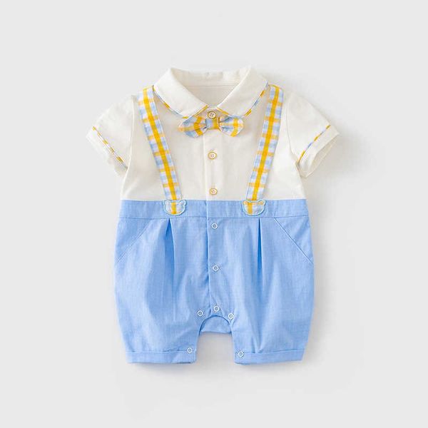 

baby boys rompers born boy gentleman clothing children baptism birthday clothes infant summer cotton jumpsuit 210615, Blue