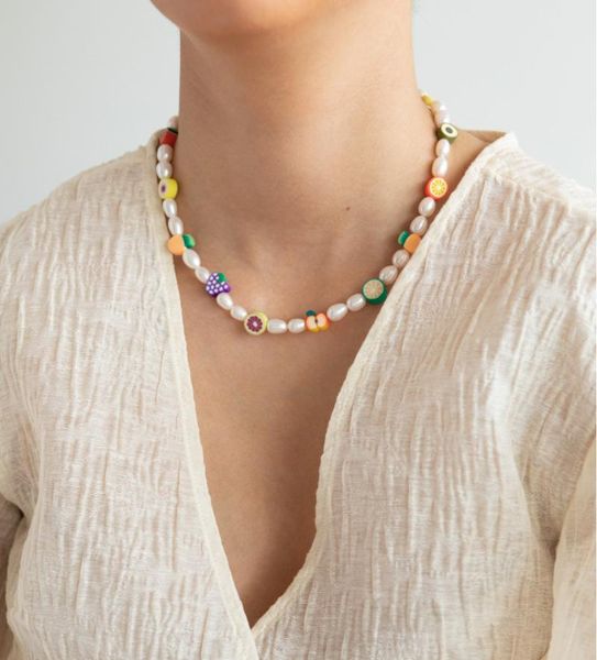 

chains natural baroque pearl necklace fruit personality unique fashion european and american net red ins bathing wearable, Silver