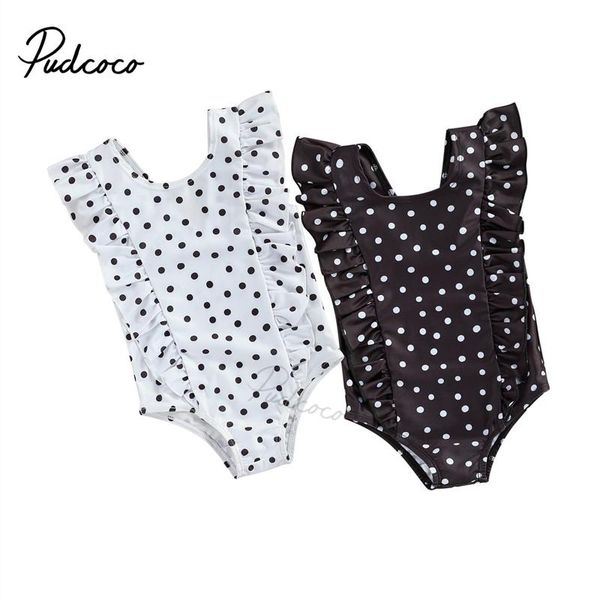 

one-pieces infant baby girls one-piece swimsuit, summer children fashionable black/white wave point sleeveless swimwear for vacation 6m-5t