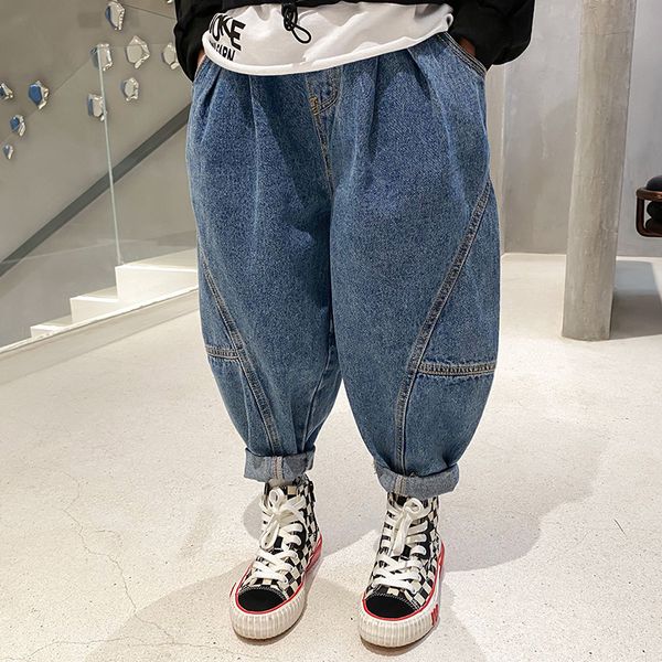 

boys' jeans 2021 spring and autumn fashionable cloth boys' korean casual children' pants trend, White;blue