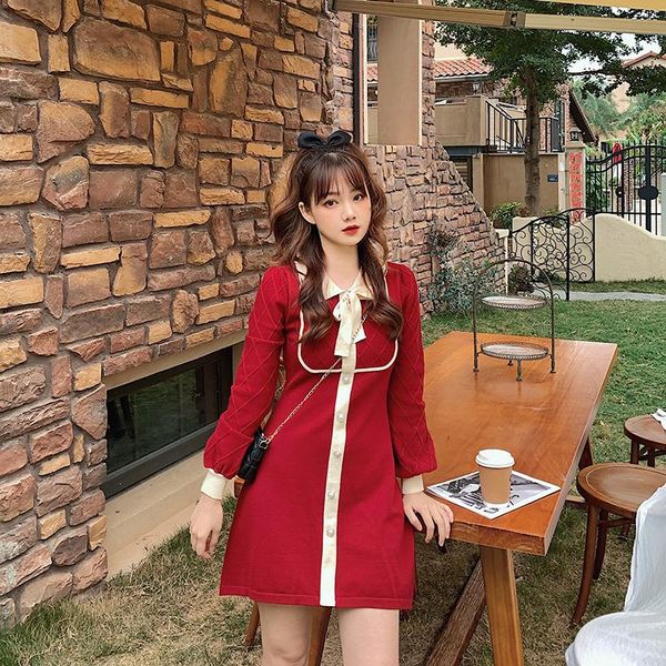 

casual dresses red romantic short vintage fashion elegant buttons street high waist roupas feminina women clothing de50lyq, Black;gray