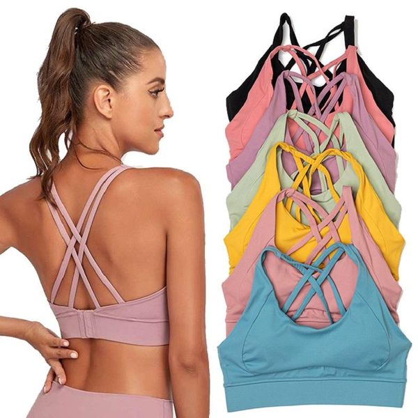 

bras fitness vest push up sports women female underwear bralette gym running corset active four shoulder straps cross yoga outfit