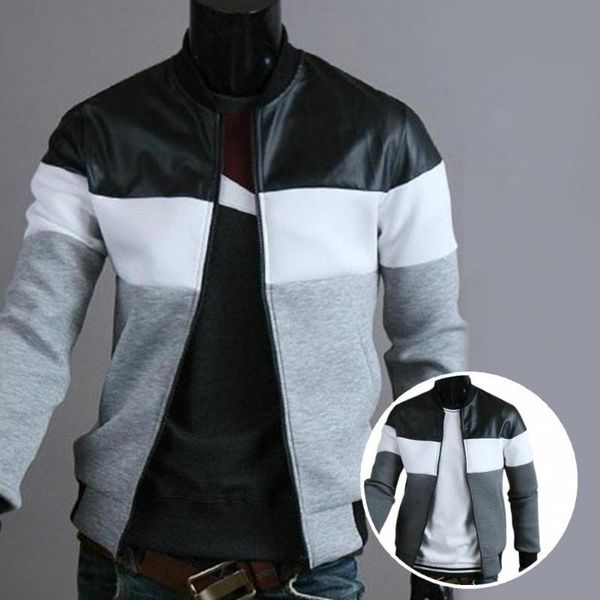 

men's jackets autumn coat splicing soft men three-color contrast jacket for daily life, Black;brown