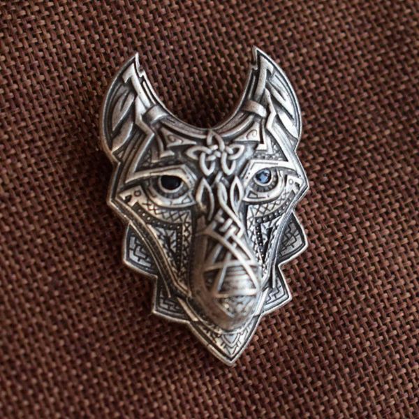 

pins, brooches sanlan 10pcs norse vintage men celtis viking wolf head brooch for summer wear nice gift, Gray
