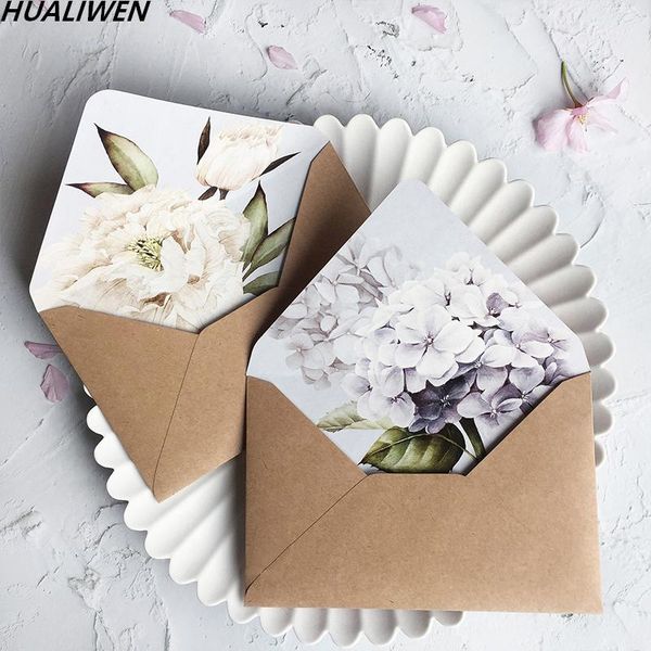 

10pcs/ lot cowhide textured flower color lined pattern gift card envelope cover 11*16.5cm wrap