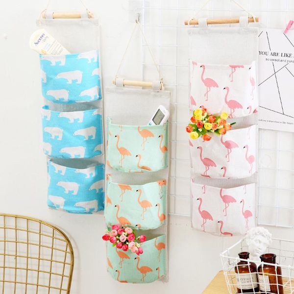 

storage boxes & bins flamingo pattern wall mounted wardrobe organizer sundries bag jewelry hanging pouch hang cosmetics toys