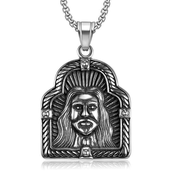 

pendant necklaces silver color titanium stainless steel jesus christ necklace christian amulet women men jewelry