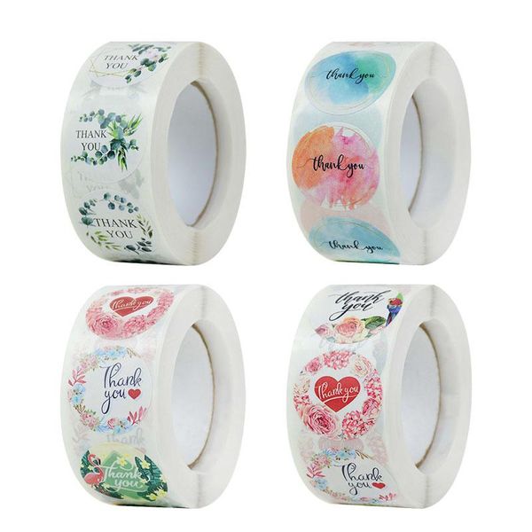 

gift wrap 500pcs/roll 2.5cm kraft paper thank you stickers dragees candy bag flower box cake boxes and packaging wedding