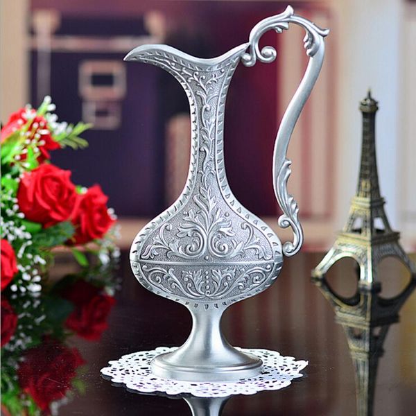

vases pewter plated with handle metal flower vase for home decoration