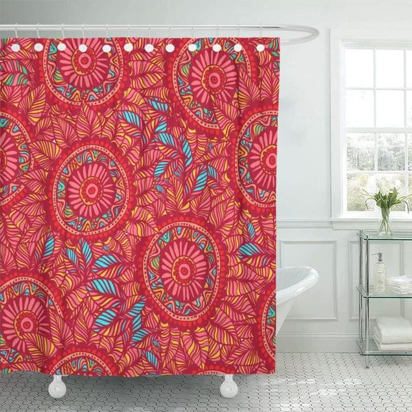 

shower curtains colorful in boho red and blue colors mandala flower curtain waterproof fabric 60 x 72 inches set with hooks