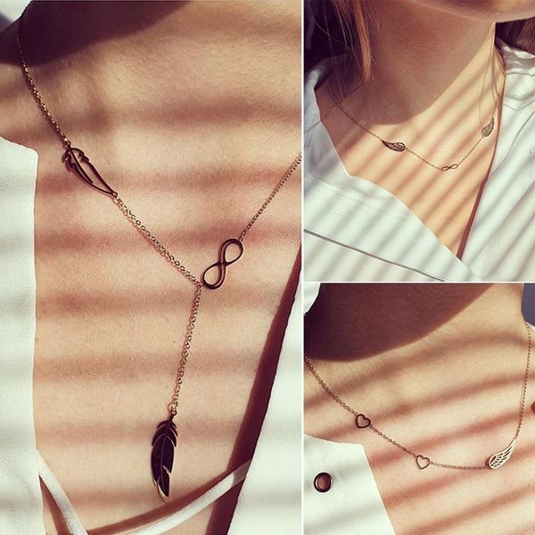 

fashion layered chain choker necklace for women punk long leaf pendant gold color jewelry 2021 accessories necklaces, Silver