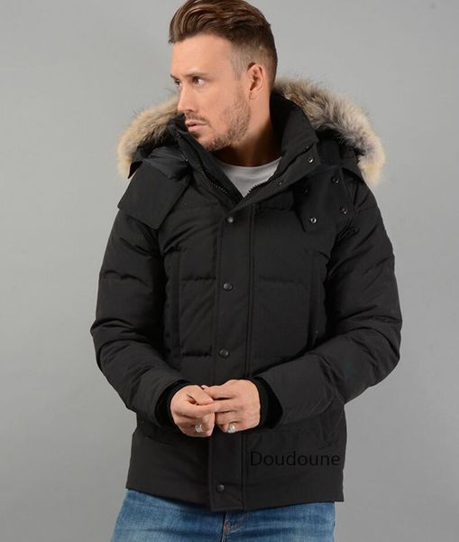 

men down jackets coats parka homme outdoor winter jassen outerwear big fur manteau jacket coat hiver wyndham doudoune, Black