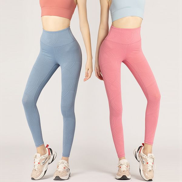 

tracksuits luxury yoga wearlulu pant's naked feeling high waist peach hip lifting running fitns pants jacquard yoga suit sports tights, Gray