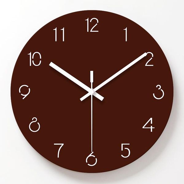 

wall clocks brown color 12 inch clock modern design fashion style living room decoration unique gift home decor