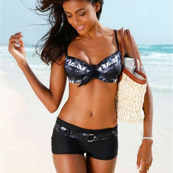 

women's split flat swimsuit, White;black