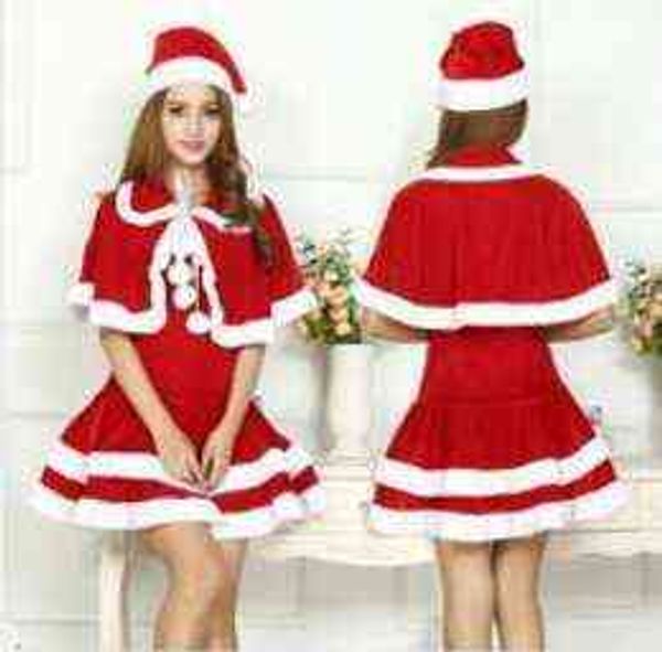 

golden velvet short skirt with cloak christmas red female temptation underwear 211203, Black;white