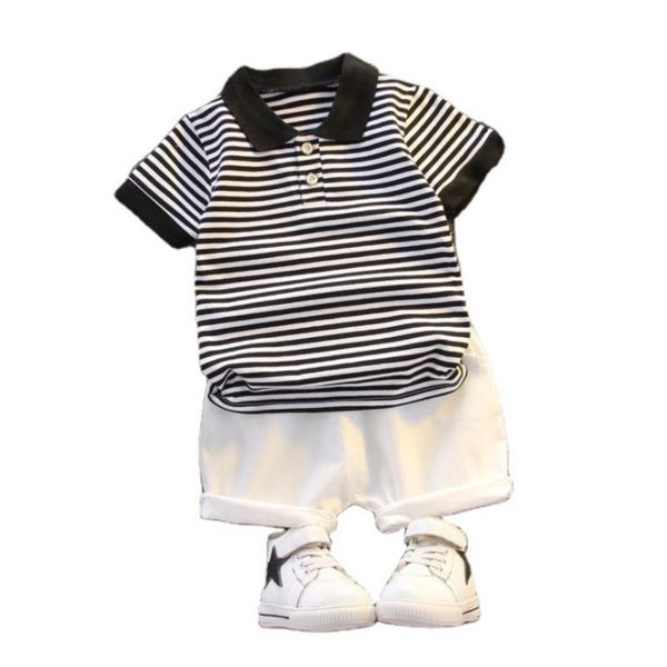 

clothing sets fashion summer children baby boys girls striped t shirt shorts 2pcs/sets kids infant clothes toddler casual sportswear, White