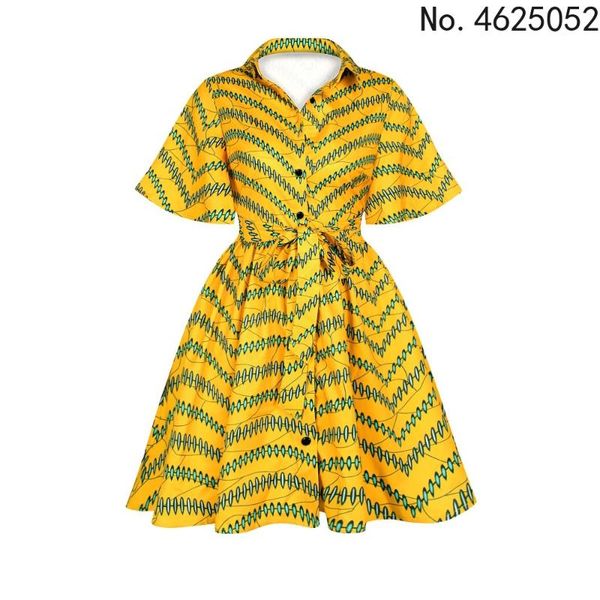 

ethnic clothing digital printing dress 2021 style african plus size women's lapel short sleeve collocation button belt fashion shirt, Red