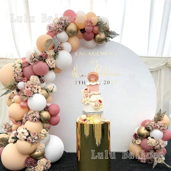 

134/140 pcs arch & garland kit white beige vintage pink balloons for party wedding birthday baby shower