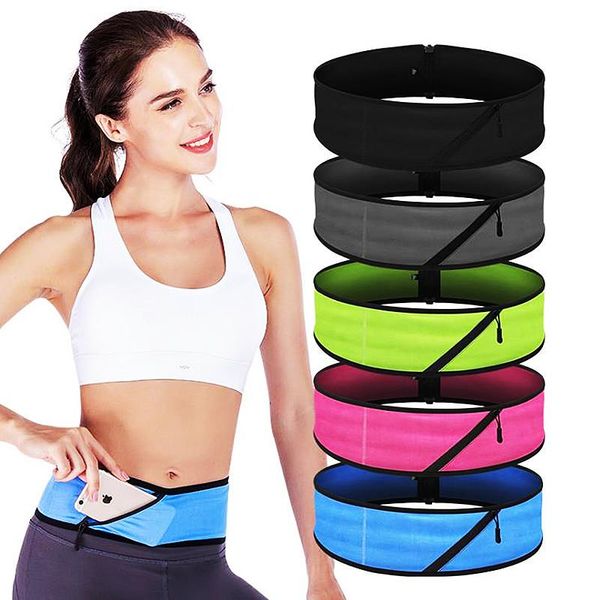 

waist support waistband sports outdoor cell phone pocket multi-function running close-fitting yoga pockets belt stealth anti-theft package, Black;gray