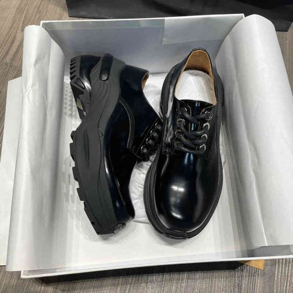 

dress shoes mm6 leather thick-soled increased women's new british retro single patent all-match loafers zgqu, Black