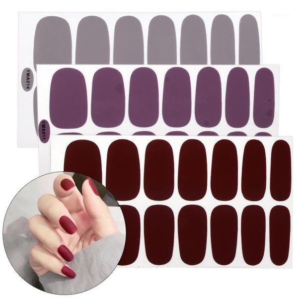 

3 sheets nail stickers decals full cover self adhesive solid grey purple wine wraps manicure art tips1, Black