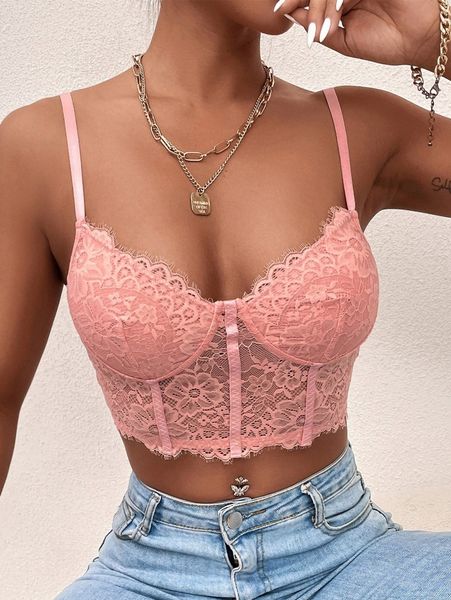 

lace bustier crop cami k8de#, White