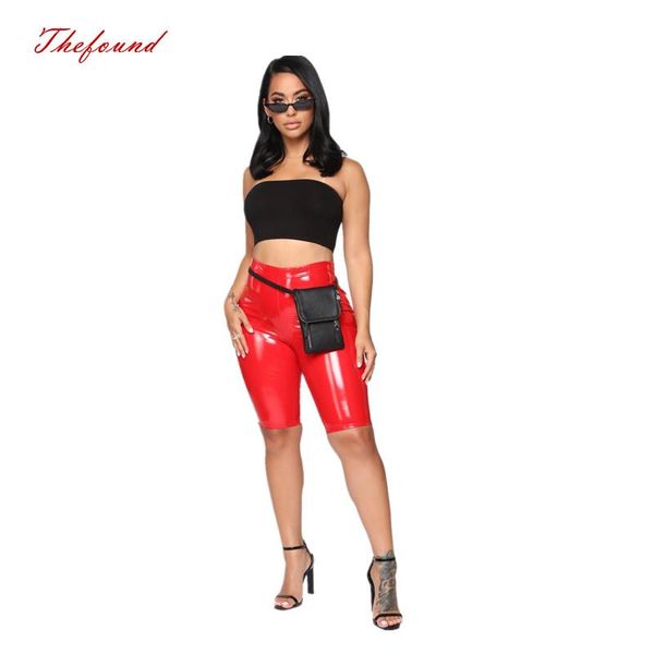 

women's pants & capris high elasticity pu leather solid skinny women fashion casual ladies clothes bodycon knee length, Black;white