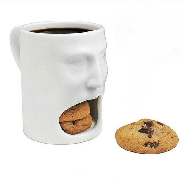 

mugs creative eating cake cup face breakfast milk mug shape ceramic coffee cookie toast cartoon children gift office
