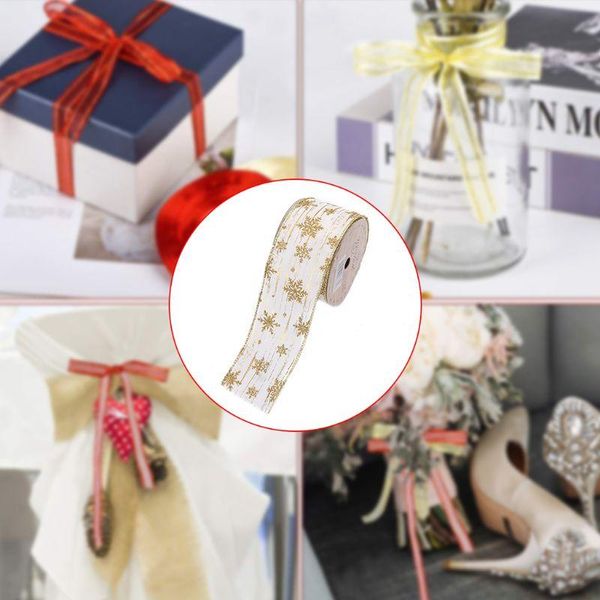 

christmas decorations 69hc 10 yards glitter sheer snowflake ribbon for wedding party tree decoration gift wrapping