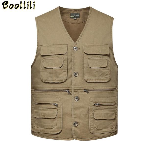 

men's vests mens cotton multi pocket fishing vest outdoor casual sleeveless jacket pograph wearable in all seasons waistcoat big size 4, Black;white