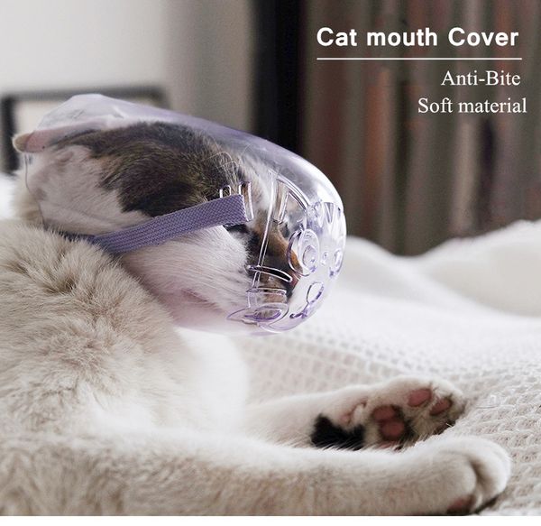 

Cat Anti-bite Grooming Mask Adjustable Pet Kitten Hollow Breathable Mouth Mask Cover for Bathing Cleaning Cats Products for Pets