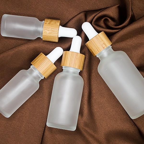 

storage bottles & jars 10pcs/lot 5-100ml empty frosted glass dropper refillable bottle with pipette for essential oil liquid
