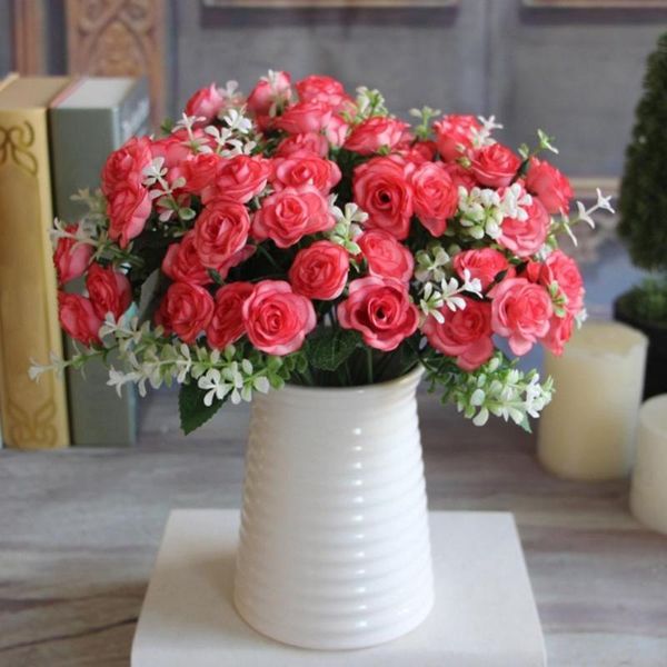 

decorative flowers & wreaths 1bouquet 15heads rose pink silk bouquet peony artificial bud bride wedding home decoration fake faux party deco