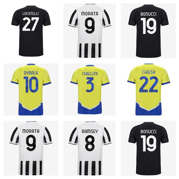 

21/22 soccer jerseys kean dybala morata chiesa locatelli mckennie football kit shirts juve chiellini bonucci 2021 2022 men women kids sets, Black;yellow