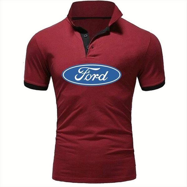 

summer shirt ford car printing men polos casual trend cotton solid color short sleeve, White;black