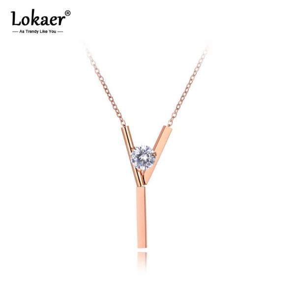 

chokers lokaer bohemia design stainless steel cz crystal choker necklace jewelry trendy geometry charm pendant for women n20026, Golden;silver